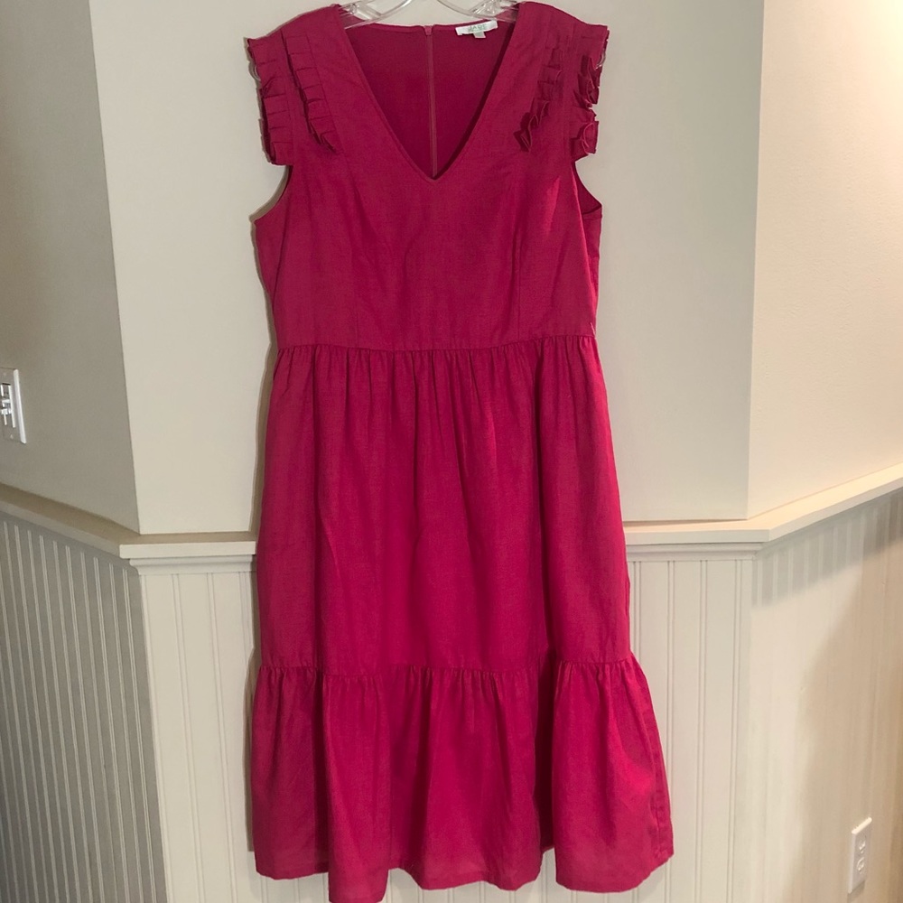 Jade by Melody Tam, Linen Flouncy Dress, Pink, M